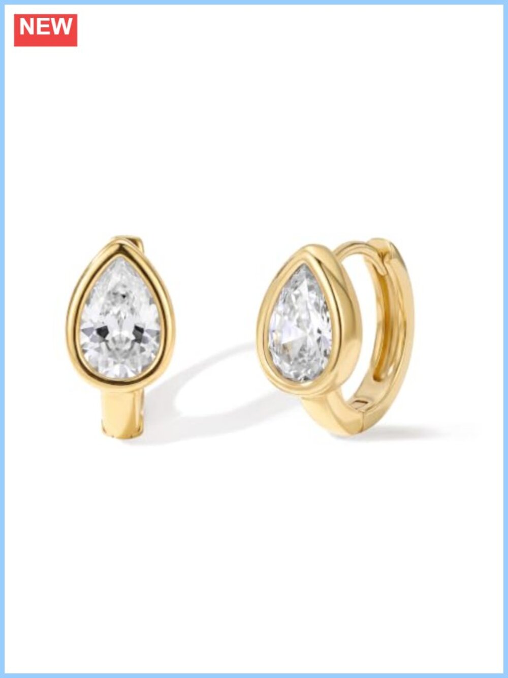 Chunky Huggie Hoop Earrings 14K Gold & Silver Plated Hypoallergenic Stackable CZ